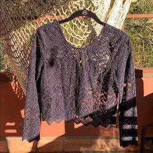 Navy Blue Lace Sezane Blouse